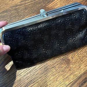 NWOT black hobo clutch, leather